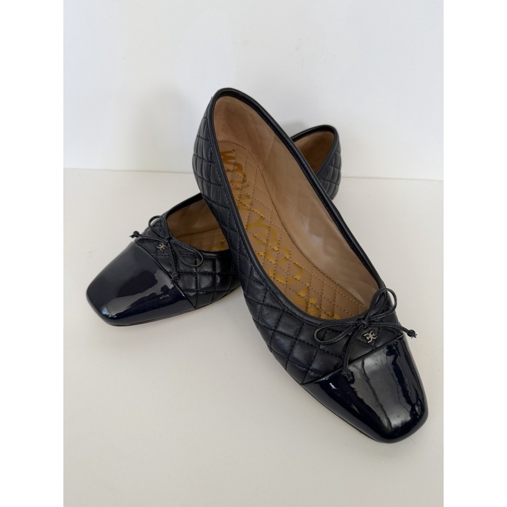 Sam Edelman Marilyn Quilted Cap Toe Square Ballet Flats Women 9.5 Midnight Blue